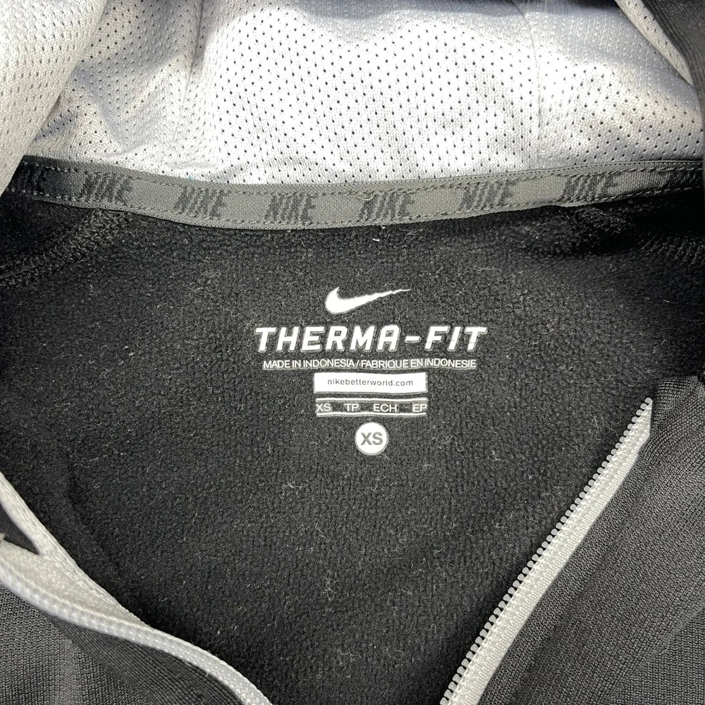 Nike Therma Fit Activewear Hoodie‎ Youth XS Black Athletic Raglan Sleeve Zip Up